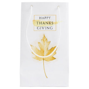 Elegant and Trendy Golden Thanksgiving Small Gift Bag
