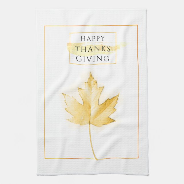 Elegant and Trendy Golden Thanksgiving Tea Towel (Vertical)