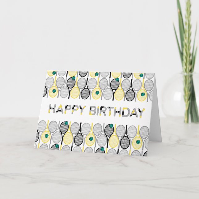 Elegant and trendy tennis birthday card (Front)