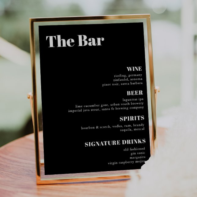 Elegant and trendy Wedding Drinks Bar Menu Poster (Creator Uploaded)