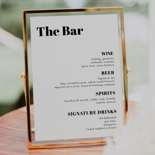 Elegant and trendy Wedding Drinks Bar Menu  Poster (Creator Uploaded)