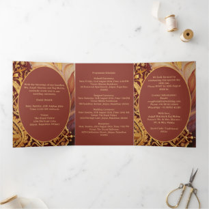 Elegant And Unique Indian Wedding  Tri-Fold Invitation