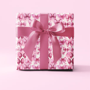 Elegant and Whimsical Pink Coquette Bows Ribbons Wrapping Paper
