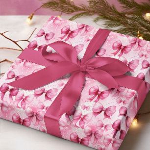 Elegant and Whimsical Pink Coquette Bows Ribbons Wrapping Paper