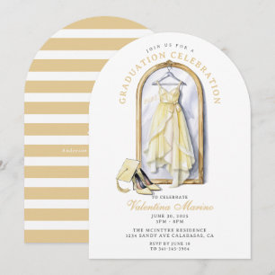Elegant and Whimsical Yellow  Dress Graduation   Invitation