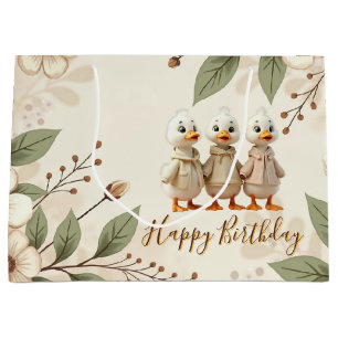 Elegant And Whimsy Floral And Ducks Large Gift Bag