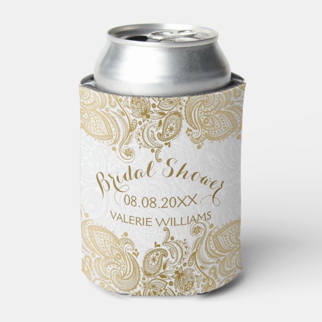 Elegant And White Paisley Lace Can Cooler (Can Front)