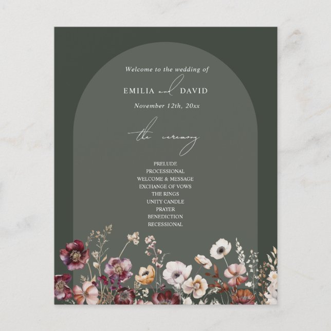 Elegant Anemone Arch Dark Green Wedding (Front)