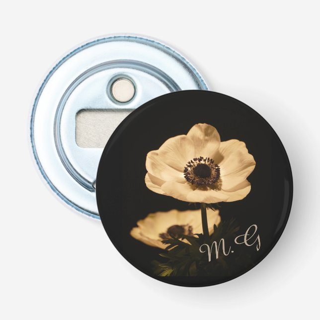 Elegant Anemone Flowers Initials Bottle Opener (Front)