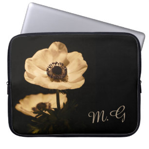 Elegant Anemone Flowers Initials Laptop Sleeve
