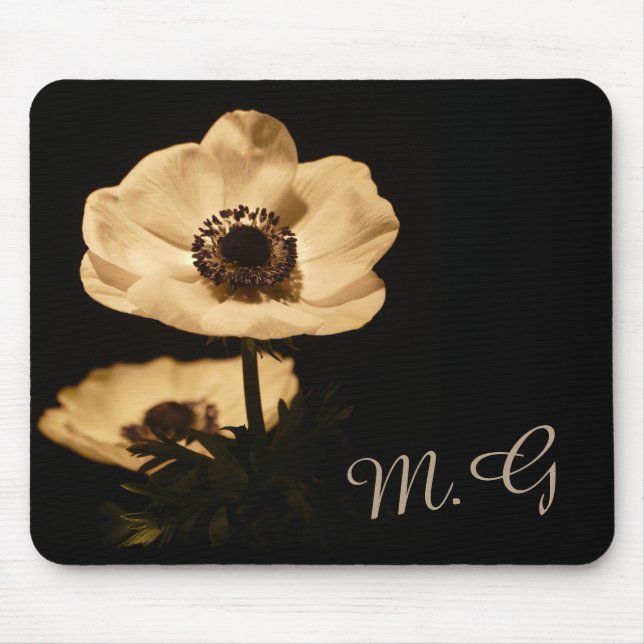 Elegant Anemone Flowers Initials Mouse Mat (Front)
