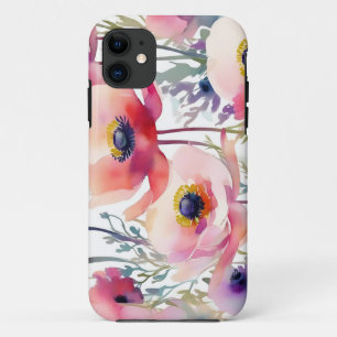 Elegant Anemone Pattern Pink and Purple iPhone 11 Case