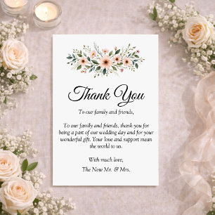 Elegant Anemone Wildflower Botanical Wedding Thank You Card