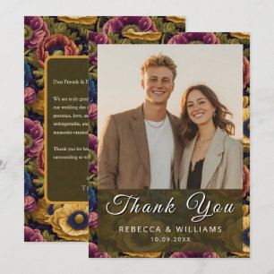 Elegant Anemones Sparkle Spring Wedding Thank You Card