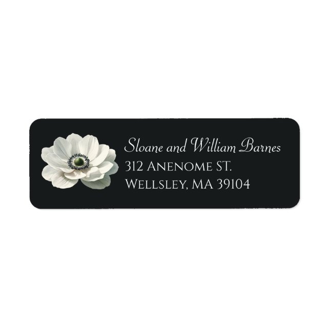 Elegant Anenome Flower Black & White Address (Front)