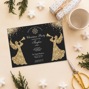 Elegant Angel Christmas Family Dinner Party Invitation