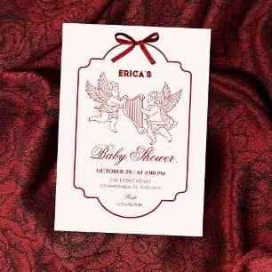 Elegant angel cupid music baby shower invitation