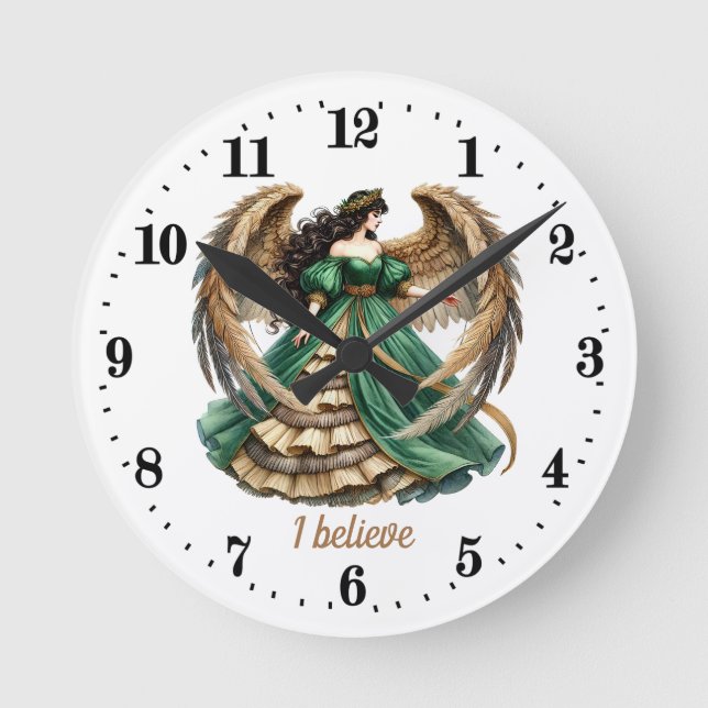 Elegant Angel lovers customisable  Round Clock (Front)