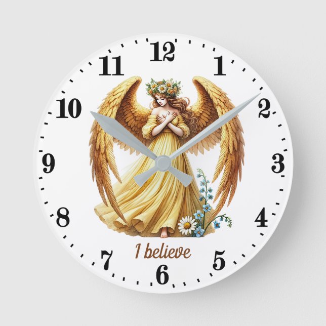Elegant Angel lovers customisable  Round Clock (Front)