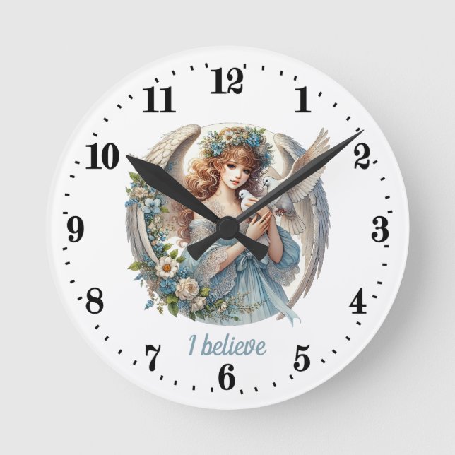 Elegant Angel lovers customisable  Round Clock (Front)