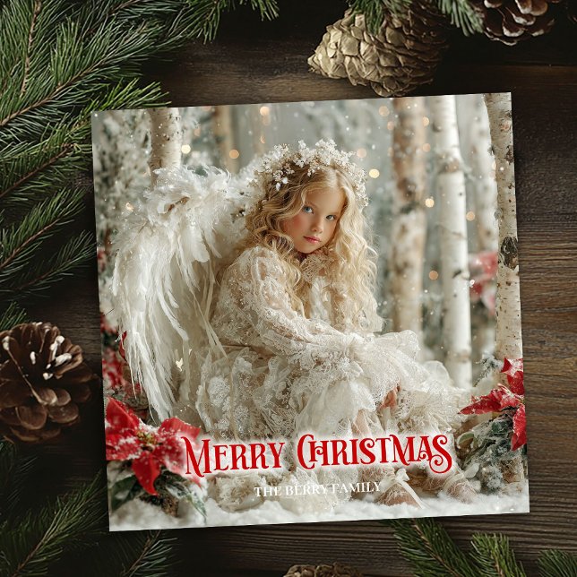 Elegant angelic angel red gold festive radiance  holiday card (Elegant angelic angel red gold festive radiance card)