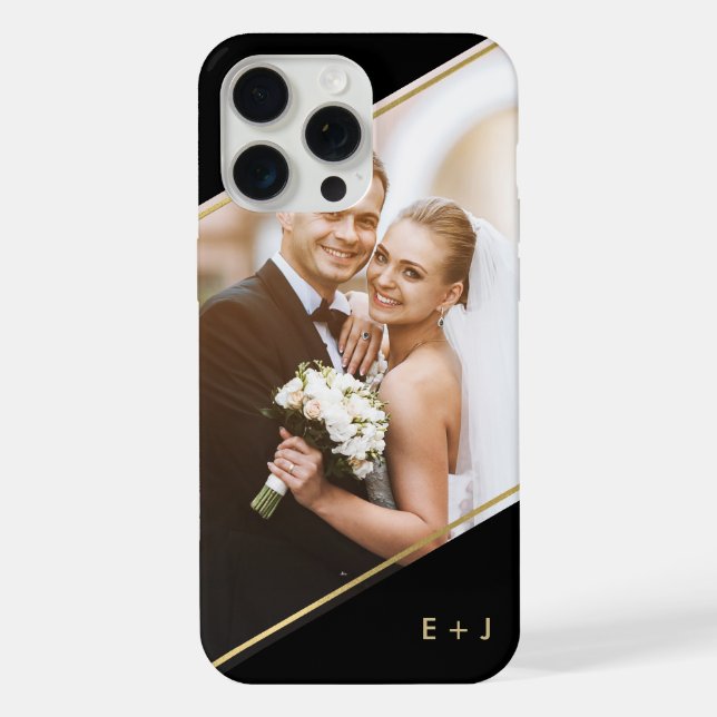 Elegant Angle Monogrammed Custom Photo iPhone Case (Back)