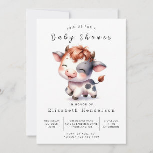 Elegant Animal Classic Cow Baby Shower Invitation