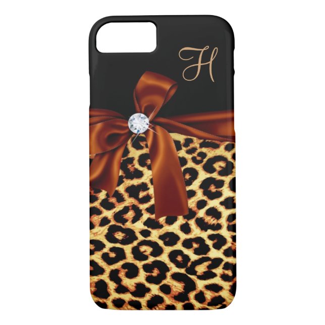 Elegant Animal Faux Diamond Monogrammed Case-Mate iPhone Case (Back)