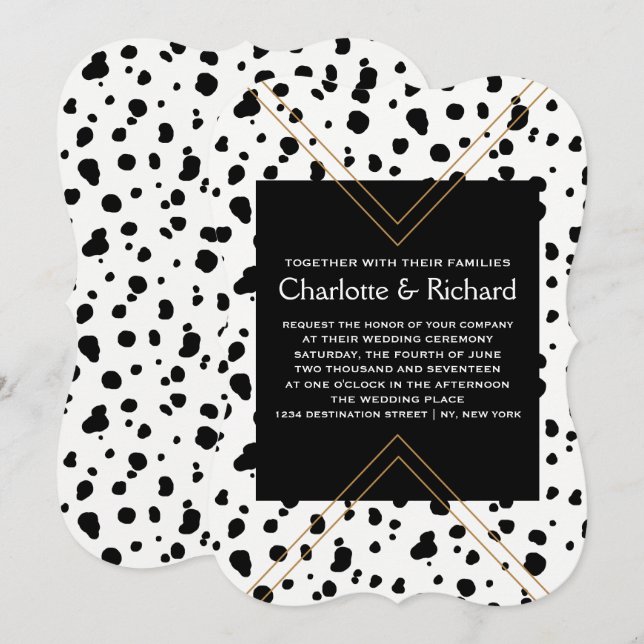 Elegant Animal Print | Black & White Dalmatian Invitation (Front/Back)