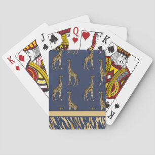 Elegant Animal Print Blue Modern Playing Cards
