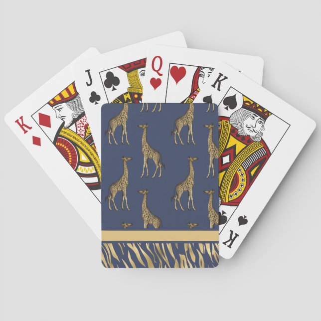 Elegant Animal Print Blue Modern  Playing Cards (Back)