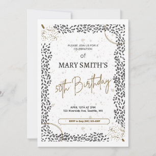 Elegant Animal Print Gold Black 50th Birthday  Invitation
