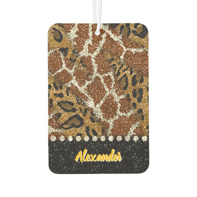 Elegant animal print with sparkle car air freshener (Back)
