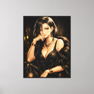 Elegant Anime Woman – Dark Glamour Art Print