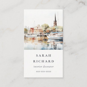 Elegant Annapolis Maryland Watercolor Travel Business Card