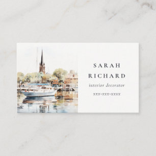 Elegant Annapolis Maryland Watercolor Travel Business Card