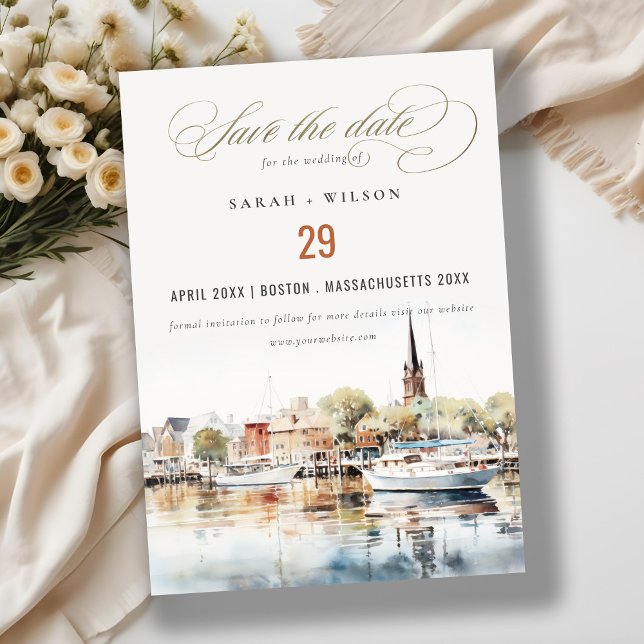 Elegant Annapolis Maryland Watercolor Wedding Save The Date (Creator Uploaded)