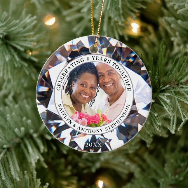 Elegant Anniversary Any Year 2 Photos Diamond Ceramic Tree Decoration (Tree)