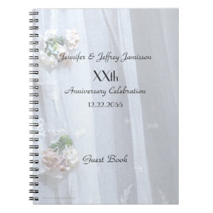 Elegant Anniversary Party Guest Book, Vintage Lace Notebook