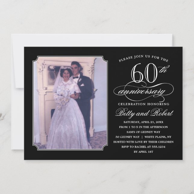 Elegant Anniversary Party Photo Invitation (Front)