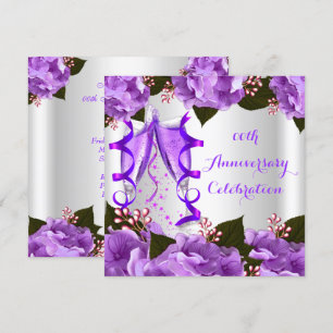 Elegant Anniversary Party Purple Flowers Invitation