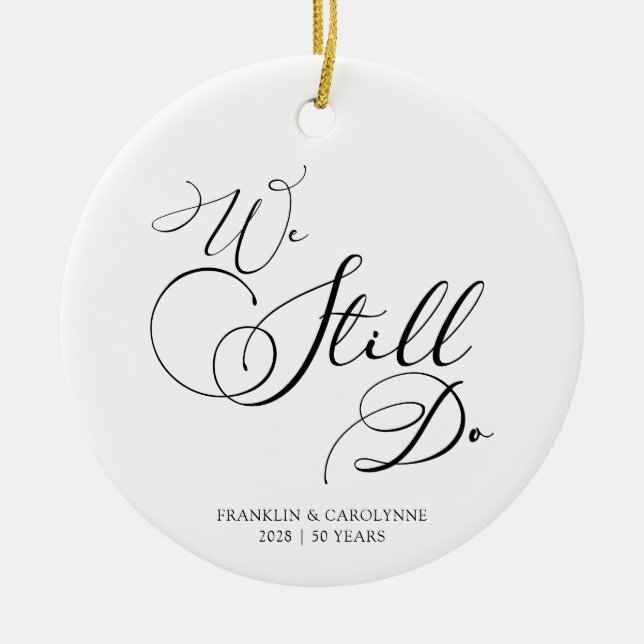 Elegant Anniversary Vow Renewal Custom Text Ceramic Tree Decoration (Front)