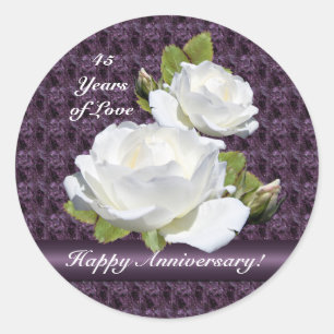 Elegant Anniversary White Roses Stickers