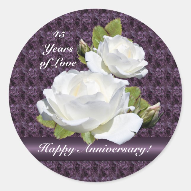 Elegant Anniversary White Roses Stickers (Front)