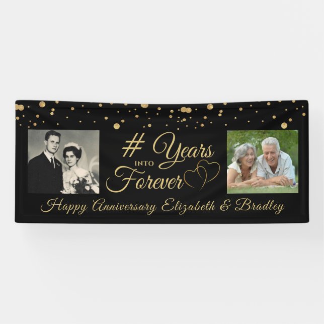 Elegant Anniversary YEARS INTO FOREVER 2 Photos Banner (Horizontal)