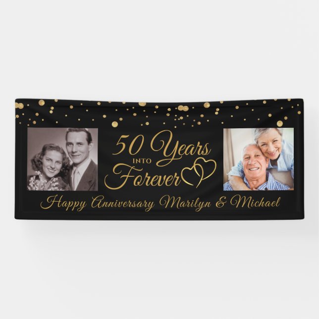 Elegant Anniversary # YEARS INTO FOREVER Photos Ba Banner (Horizontal)