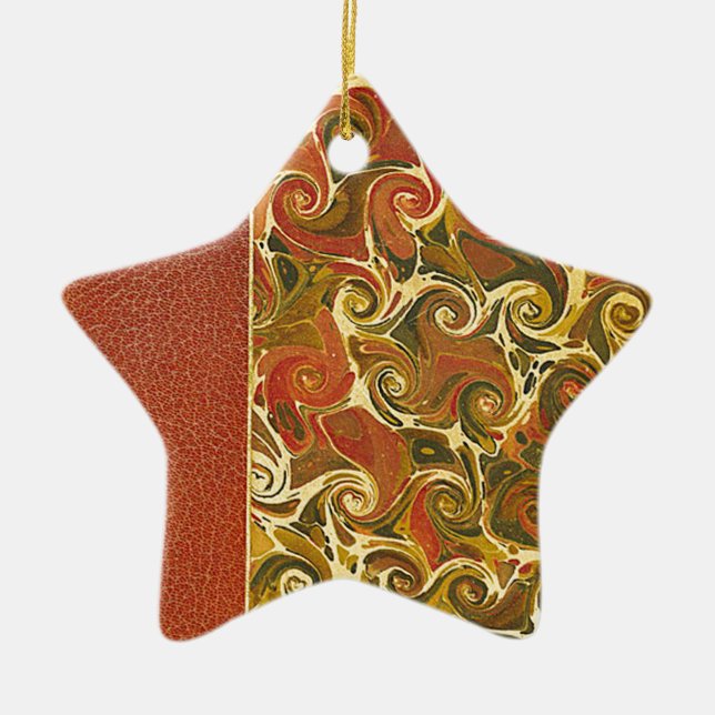 Elegant Antique Book, Ornate Swirl Pattern Ceramic Tree Decoration (Front)