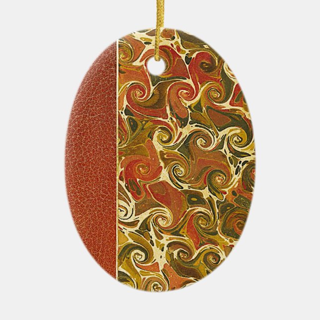 Elegant Antique Book, Ornate Swirl Pattern Ceramic Tree Decoration (Front)