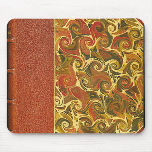 Elegant Antique Book, Ornate Swirl Pattern Mouse Mat