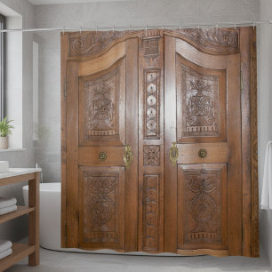 Elegant Antique Carved Wardrobe Shower Curtain
